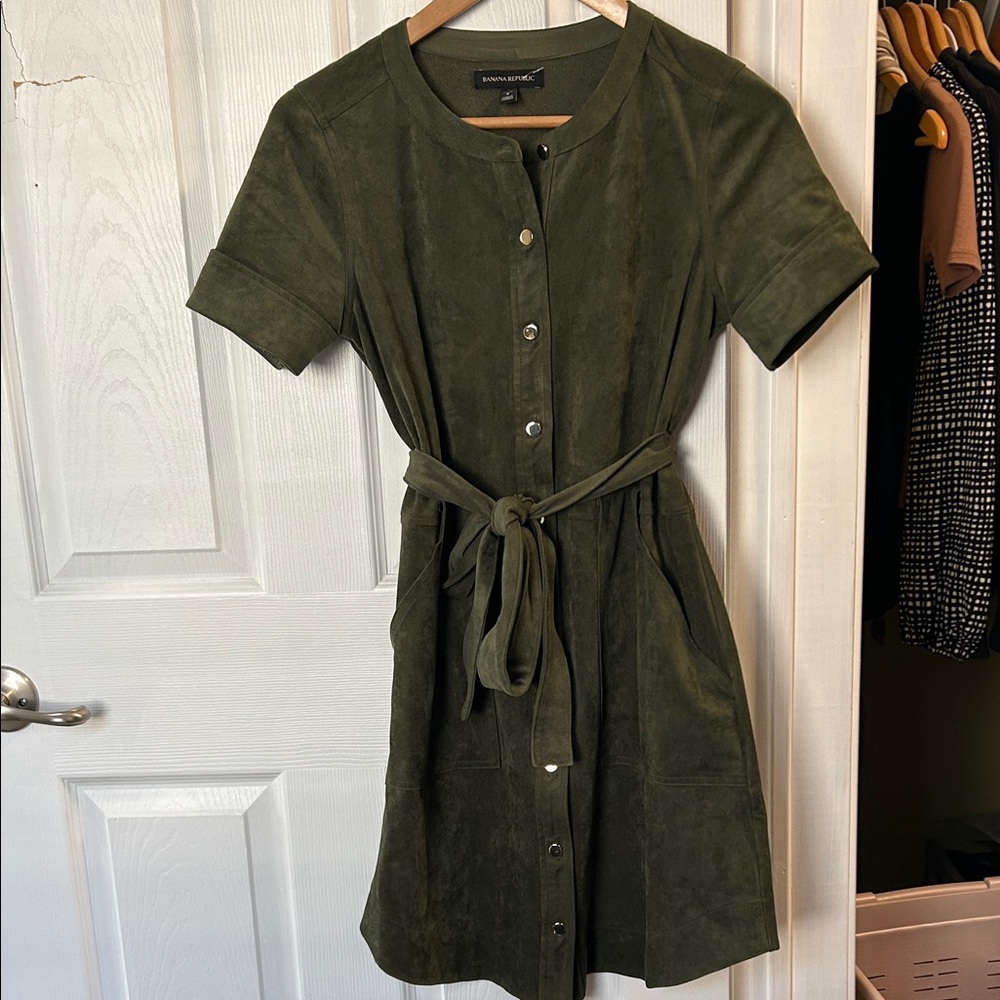 Banana Republic Olive Button-Front Mini Dress
